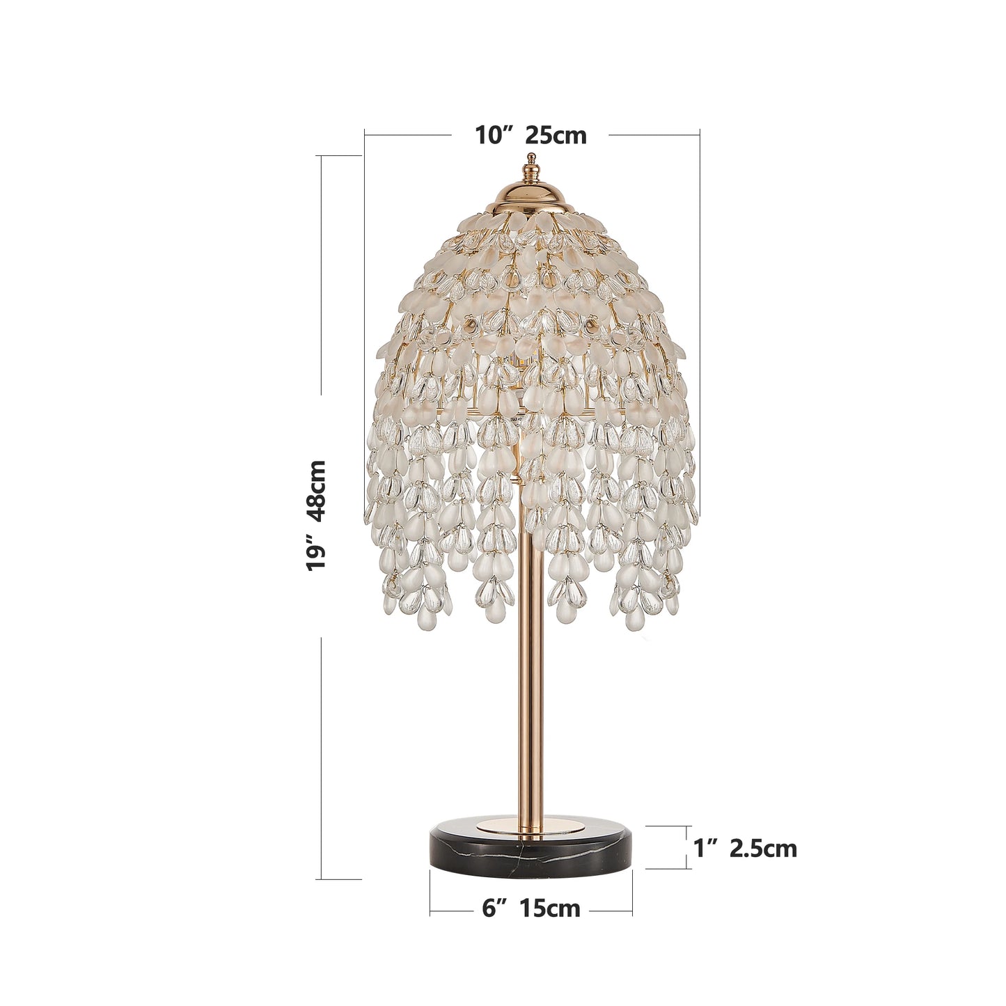 19" Elegant Crystal Table Lamp Vintage Waterfall Design/Crystal Shade