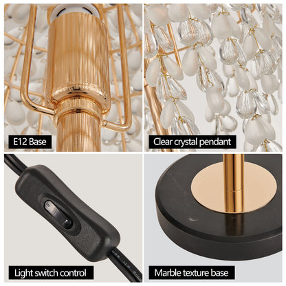 19" Elegant Crystal Table Lamp Vintage Waterfall Design/Crystal Shade