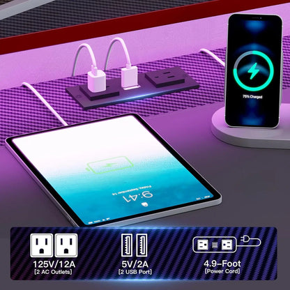 79" Computer/Gaming Desk, with Carbon Fiber Storage Shelf