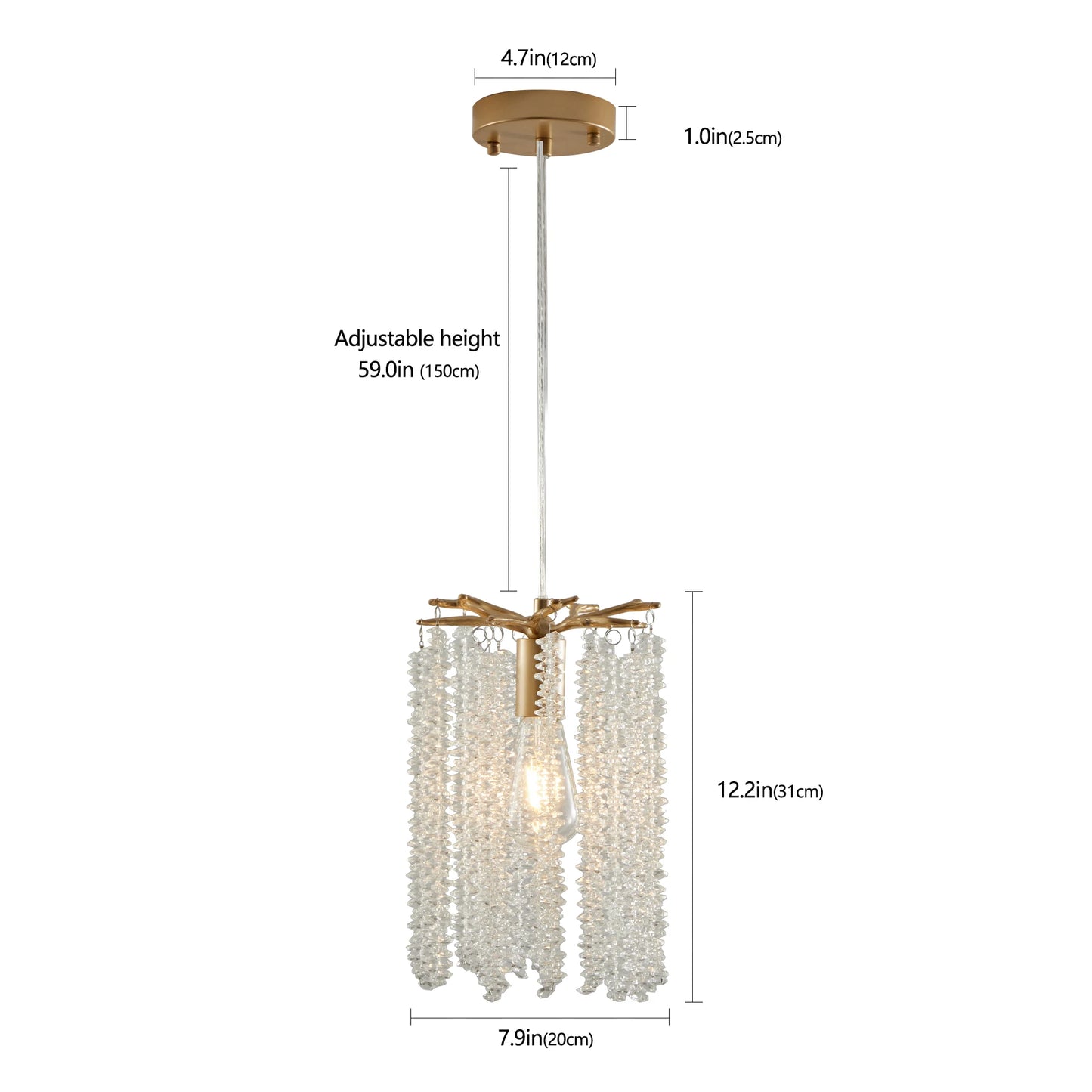 3-Pack Crystal Pendant Lights, Chandelier/Waterfall Bead Design