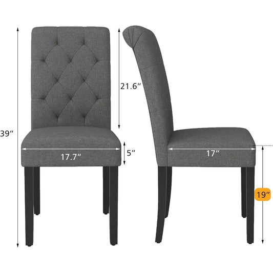 Dining Chairs Set of 4, Tufted Parsons, Solid Wood Legs