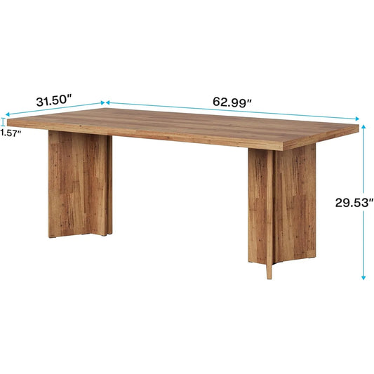 63-inch Dining Table for 4-6, Large Tabletop, Rectangular