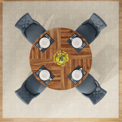 Round Wooden Dining Table for 4 persons