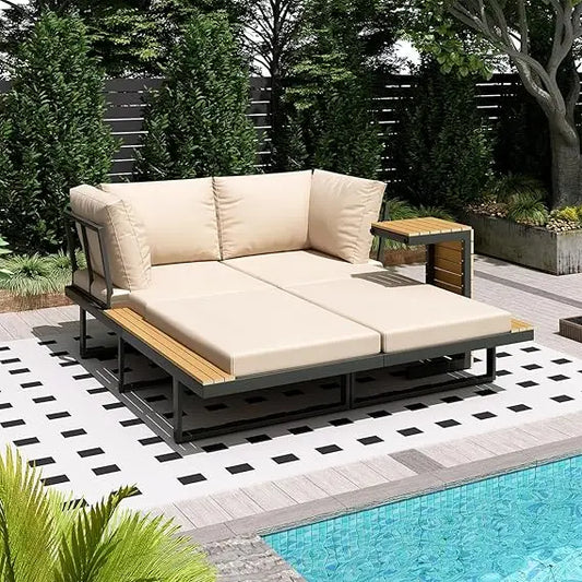3 Piece Patio Furniture Set, Convertible Outdoor/Coffee Table