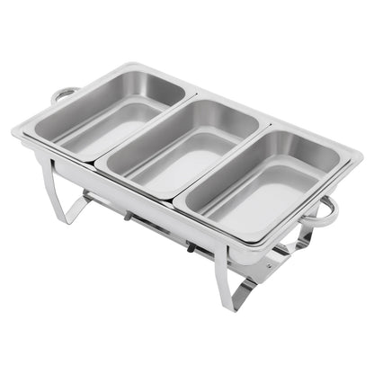 Catering Buffet Set 3 Grid Stainless Steel, Rectangular