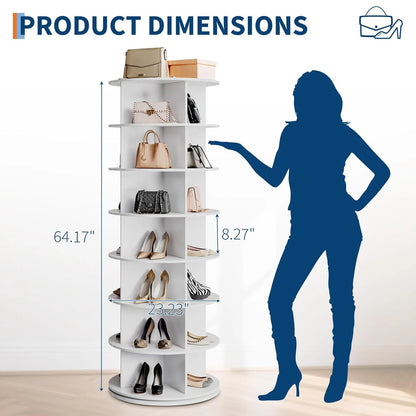 7 Tier Rotating Shoe Rack Tower, Organizer, 360° Revolving Vertical