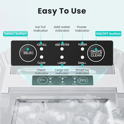 Ice Maker Machine, Auto-Cleaning with Basket and Scoop