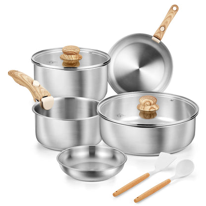 11 Piece Stainless Steel Cookware Set, Stainless Steel Pots and Pans