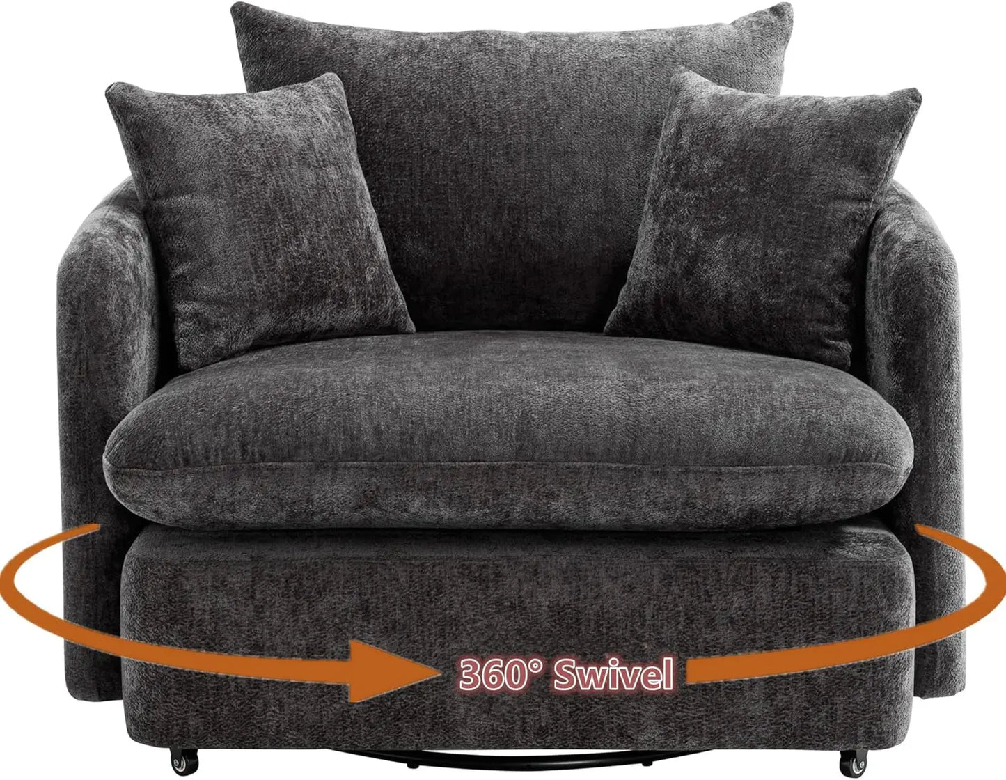 "37.8" Oversized Swivel Chair - Extra Wide Barrel Design Deep Seat