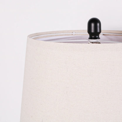 2 Pack 25-Inch Carved Geometric Ceramic Table Lamps/Linen Shade