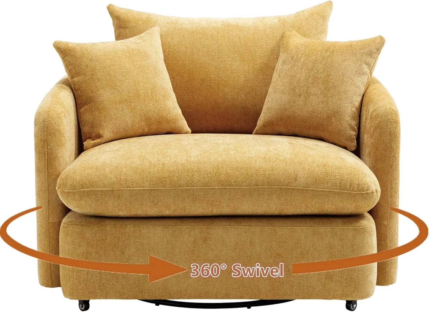 "37.8" Oversized Swivel Chair - Extra Wide Barrel Design Deep Seat