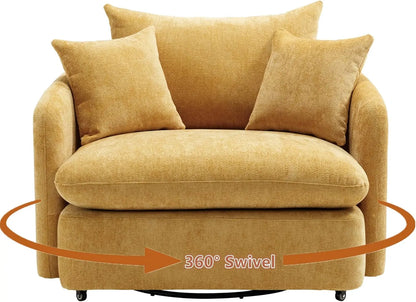 "37.8" Oversized Swivel Chair - Extra Wide Barrel Design Deep Seat