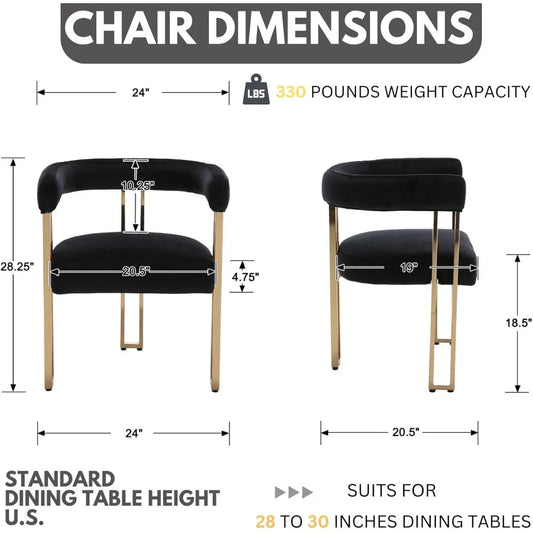 6 Dining Chairs,  Elegant Black Barrel with Arms